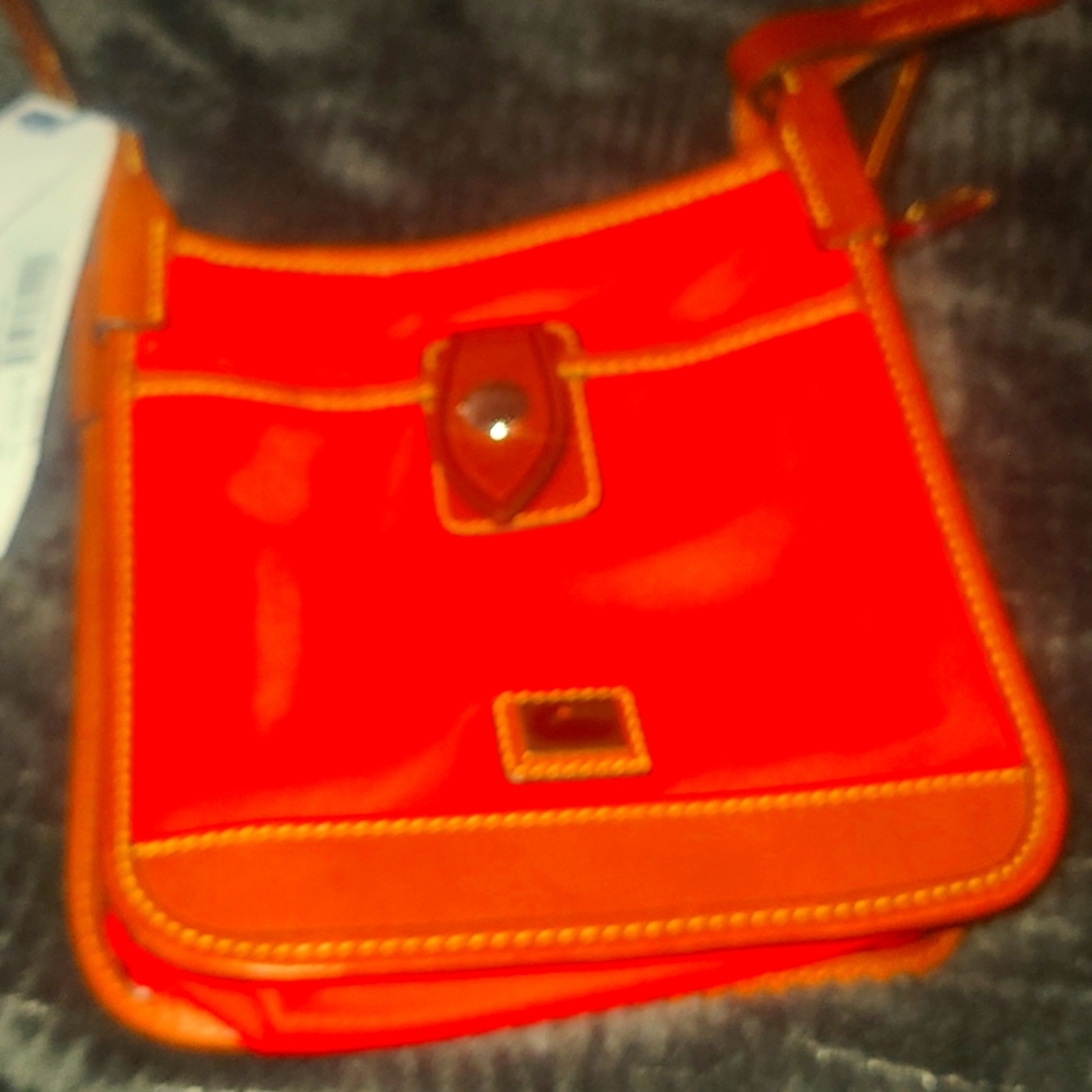 Dooney & Burke red nylon letter carrier crossbody